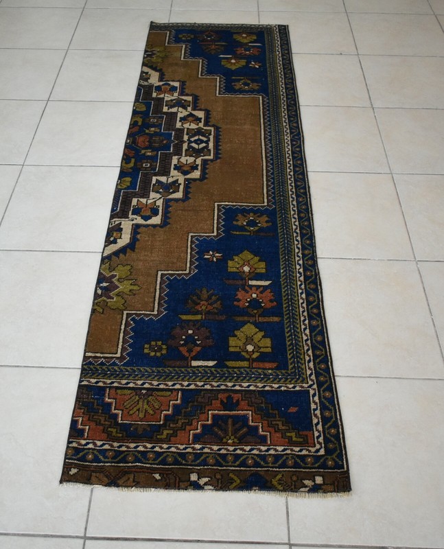 Vintage Runner 7.4x2 ft Oushak Runner Anatolian Rug Faded Turkish Runner R08 gallery