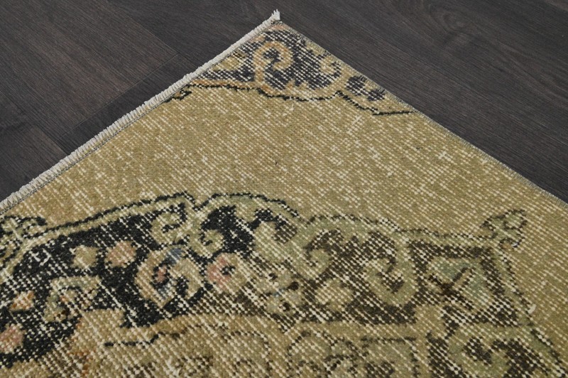 Vintage Turkish Runner Rug 2x11ft Wool Anatolian Handmade Hallway Oushak BEIGE gallery