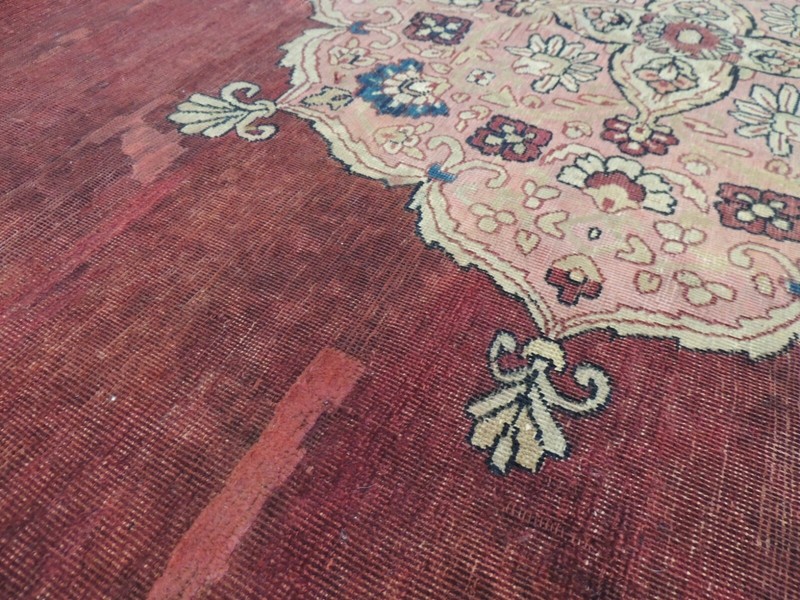 Antique 8x10 8x12 9x12 Kermaan Oriental Area Rug Red Navy Blue Pink medallion gallery