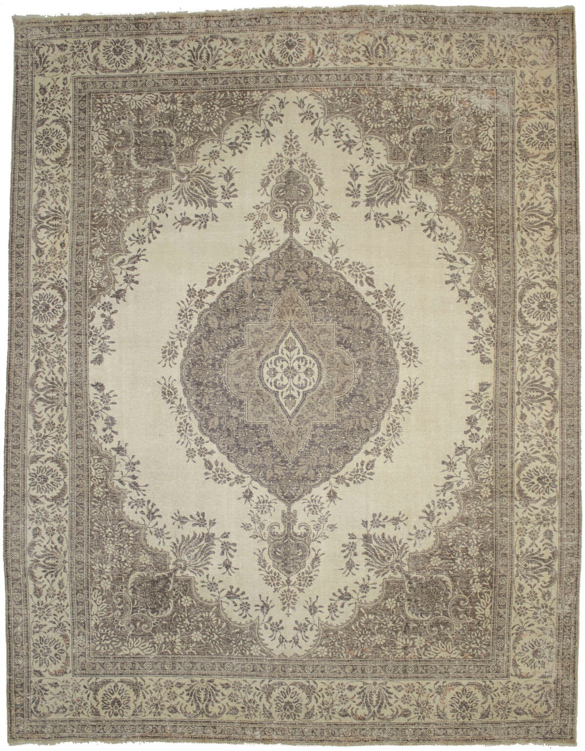 Antique Distressed Oriental Rug Classic Floral Design Vintage Carpet 10X13 ft gallery