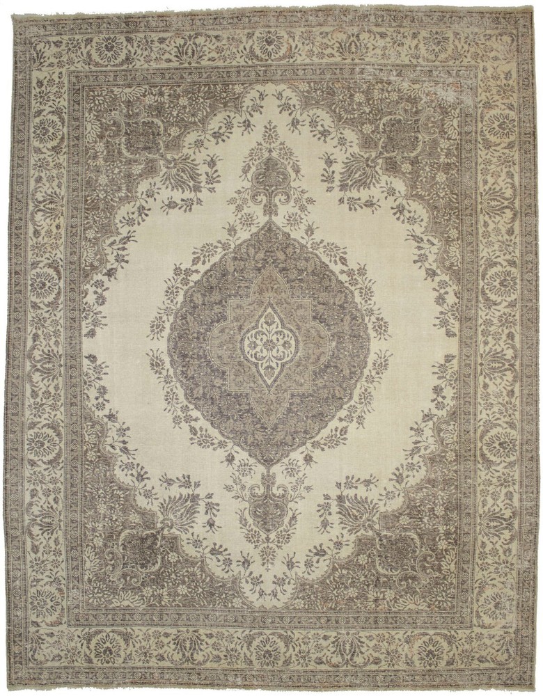 Antique Distressed Oriental Rug Classic Floral Design Vintage Carpet 10X13 ft
