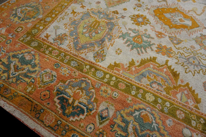 13x16 Ivory Color Square Shape Allover Arts and Crafts Antique Turkish Oushak gallery