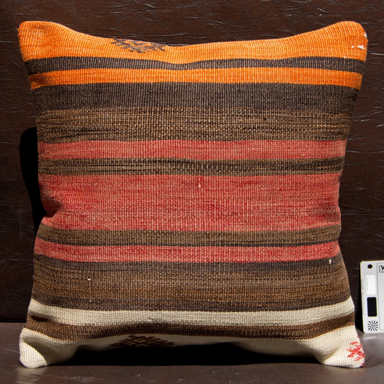 16"x16" 40x40 Hand Woven Turkish Striped Wool Kilim Rug Vintage Pillow Cover gallery