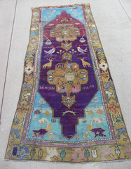 Turkish Nomad Tribal Rug Hand Made Primitive Great Colors Antique 43″ x 91″