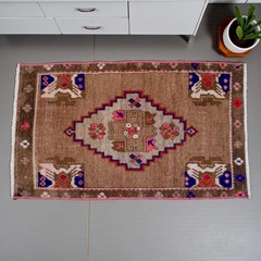 Vintage Turkish Rug Handmade Small Rug, Wool Doormat, Kitchen Rug, 2×3 ft approx