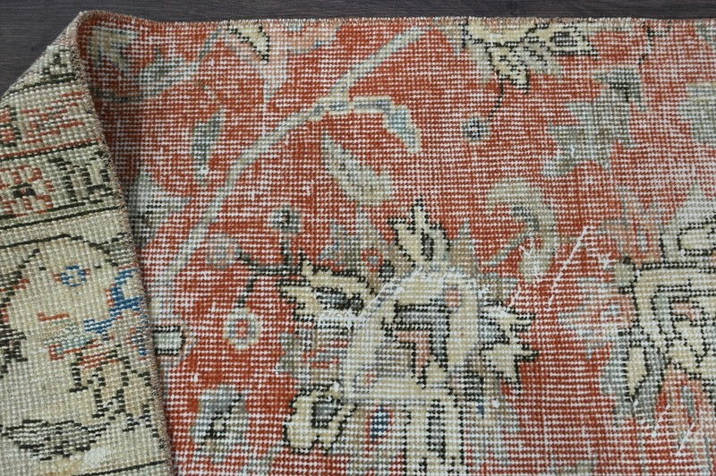 Vintage Turkish Runner Rug 2x11ft Wool Anatolian Handmade Hallway Oushak RED gallery