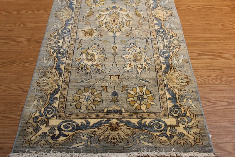 19 FT. Fine Quality Handmade Hall Runner gray, blue, green, beige, steal blue gallery