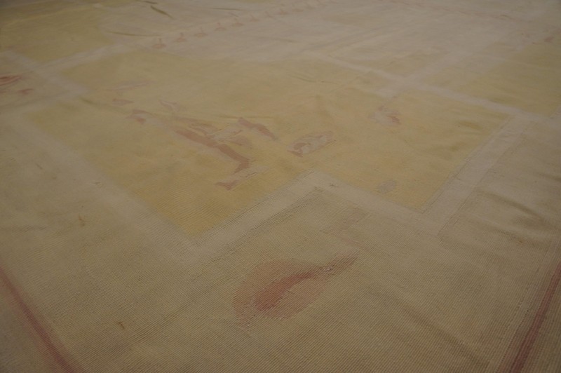 Antique French Art Deco Aubusson Rug 12'10"×16'8" Ivory Geometric Abstract gallery