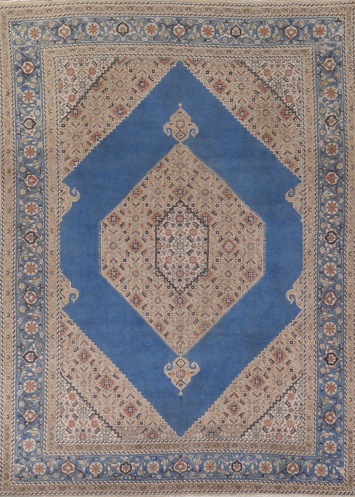 Blue Over-dyed Area Rug 10x13 Hand-knotted Wool Geometric Traditional Carpet gallery