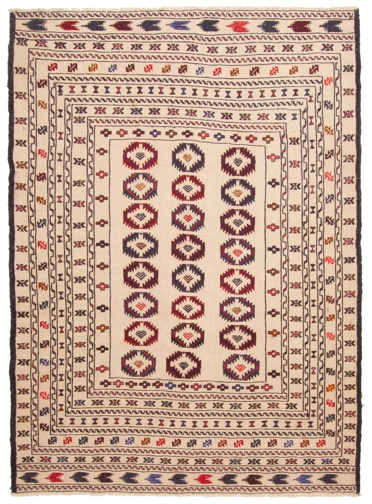 Vintage Hand Woven Area Rug 4'5" x 6'5" Traditional Wool Oriental Carpet
