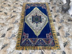 1980s Geometric Turkish Vintage Tribal Handmade Anatolian Area Rug 3′1.8″x5′8.1
