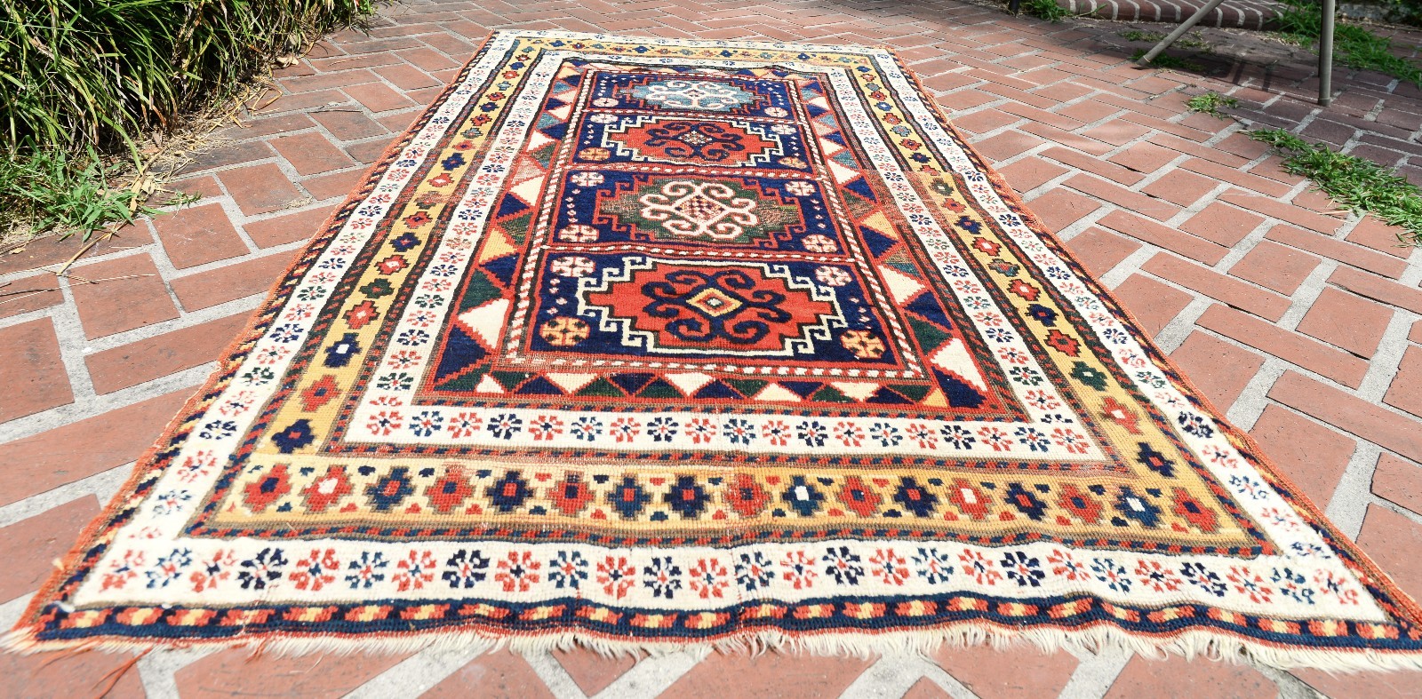 EXCEPTIONAL ANTIQUE ARMENIAN 'COMPARTMENT' KAZAK RUG CARPET gallery