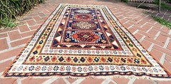 EXCEPTIONAL ANTIQUE ARMENIAN ‘COMPARTMENT’ KAZAK RUG CARPET