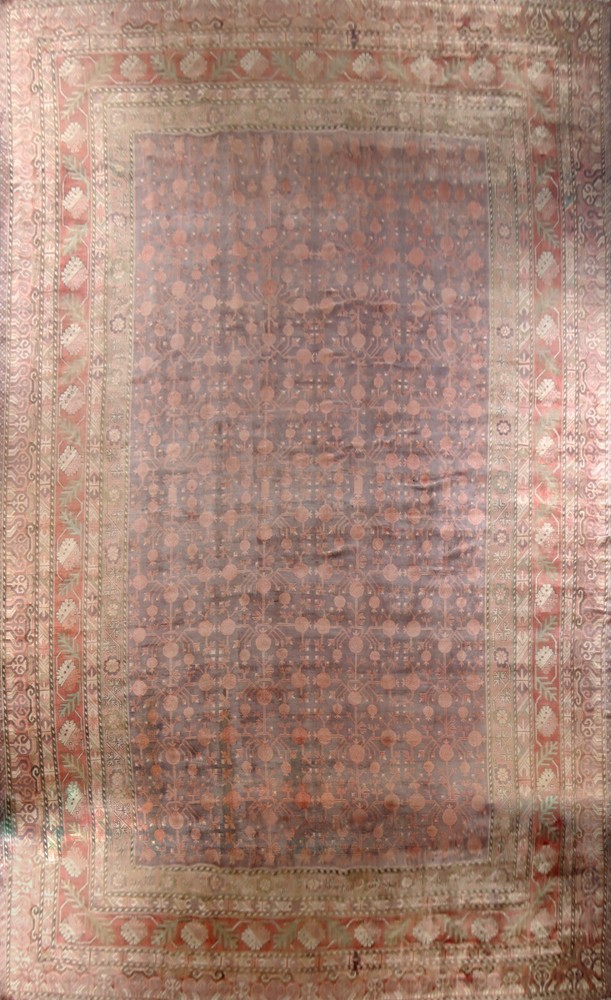 Pre-1900 Antique Vegetable Dye Khotan Egyptian 25x37 Area Rug Oversize Handmade