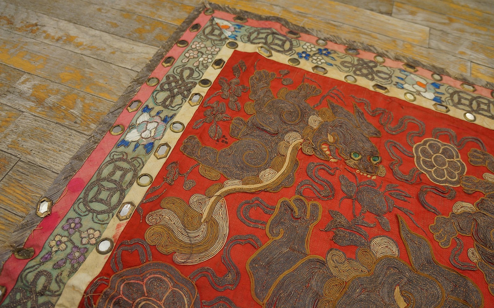 2X3 Antique Chinese Textiles Wool Area Rug 1925 gallery