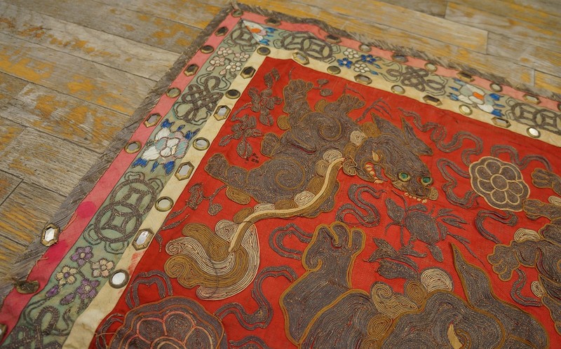 2X3 Antique Chinese Textiles Wool Area Rug 1925 gallery