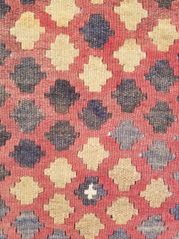 Distressed Vintage Traditional Handmade Afghan Wool Kilim Rug 6.11x3.3ft gallery