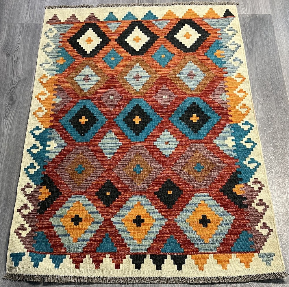 Vintage Kilim Traditional Hand Made Oriental Wool Kilim 5ftx3.2ft 147cmx104cm
