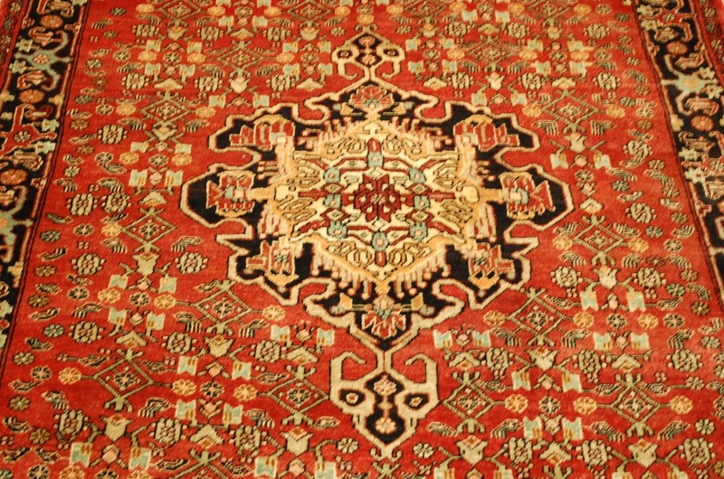NATURAL WOOL Old Oriental Rugs Hand Woven,knotted size Approximately3'10" x 5'8" gallery