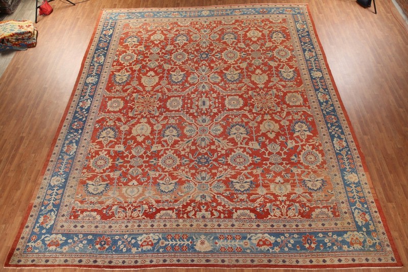 Pre-1900 Antique Vegetable Dye Sultanabad Ziegler Palace Size Rug 14x17 Carpet gallery