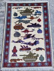 A Beautifully Handmade Afghan war Rug Rare Design Great Quality 120X 80 Cm