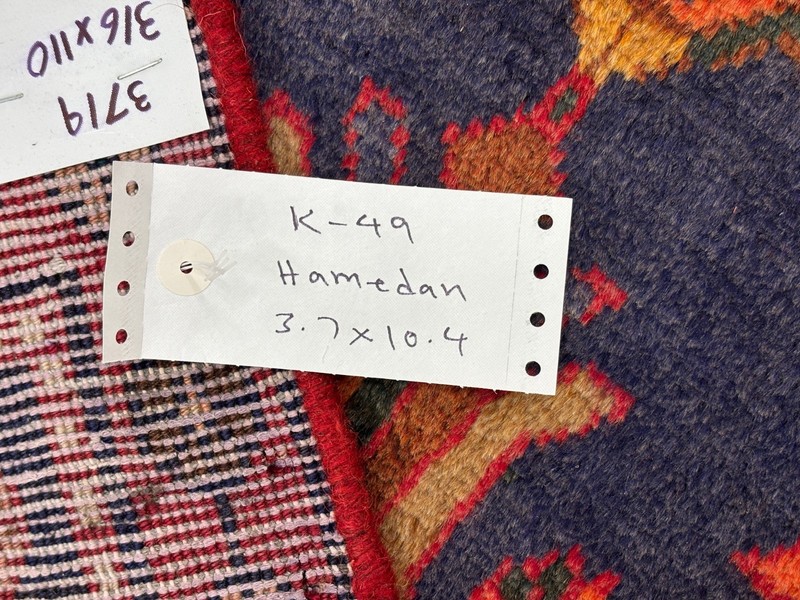 Vintage Hand Knotted Hamedan Hall Runner Rug 4x10 Wool Oriental Tribal Navy Blue gallery