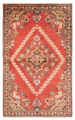 Vintage Red Traditional 4’3″ x 6’8″ Hand-Knotted Oriental Wool Area Rug