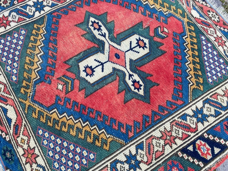 vintage Square rug, Carpet, Area rug, Vintage rug, Turkish rug 3,2 x 3,1 ft gallery