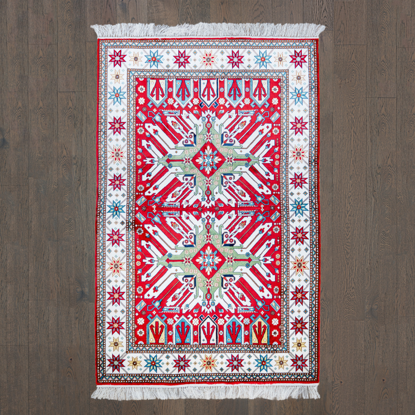 "Chelebi" Raspberry red silk carpet gallery