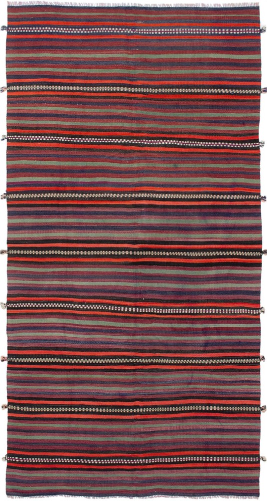 Vintage Hand Woven Area Rug 4'11" x 9'10" Traditional Wool Oriental Carpet