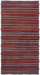 Vintage Hand Woven Area Rug 4’11” x 9’10” Traditional Wool Oriental Carpet
