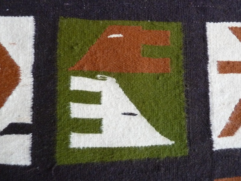 Vintage Traditional Handmade Peruvian Wool Multicolor Kilim Rug 97x91cm, 1960's gallery