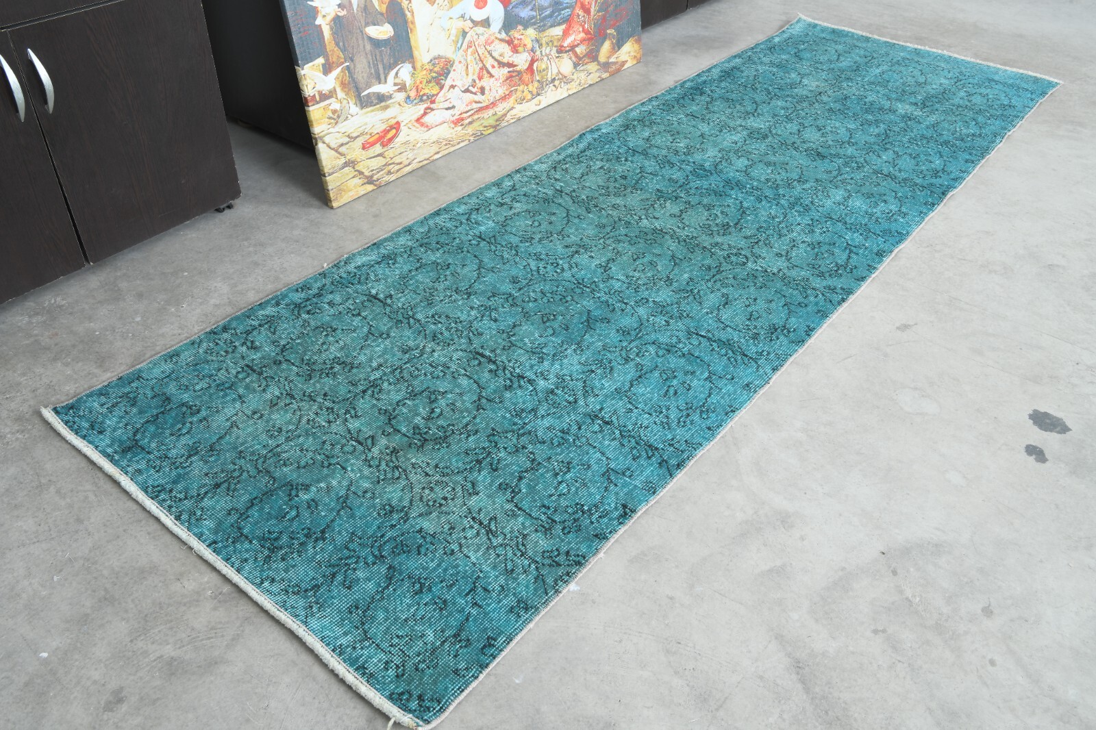Antique turkish runner rug,hand-knotted vintage runner carpet, oushak rug 3x9,30 gallery