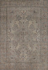 Ivory Floral Tebriz Vintage Area Rug 7×9 Wool Hand-knotted Living Room Carpet