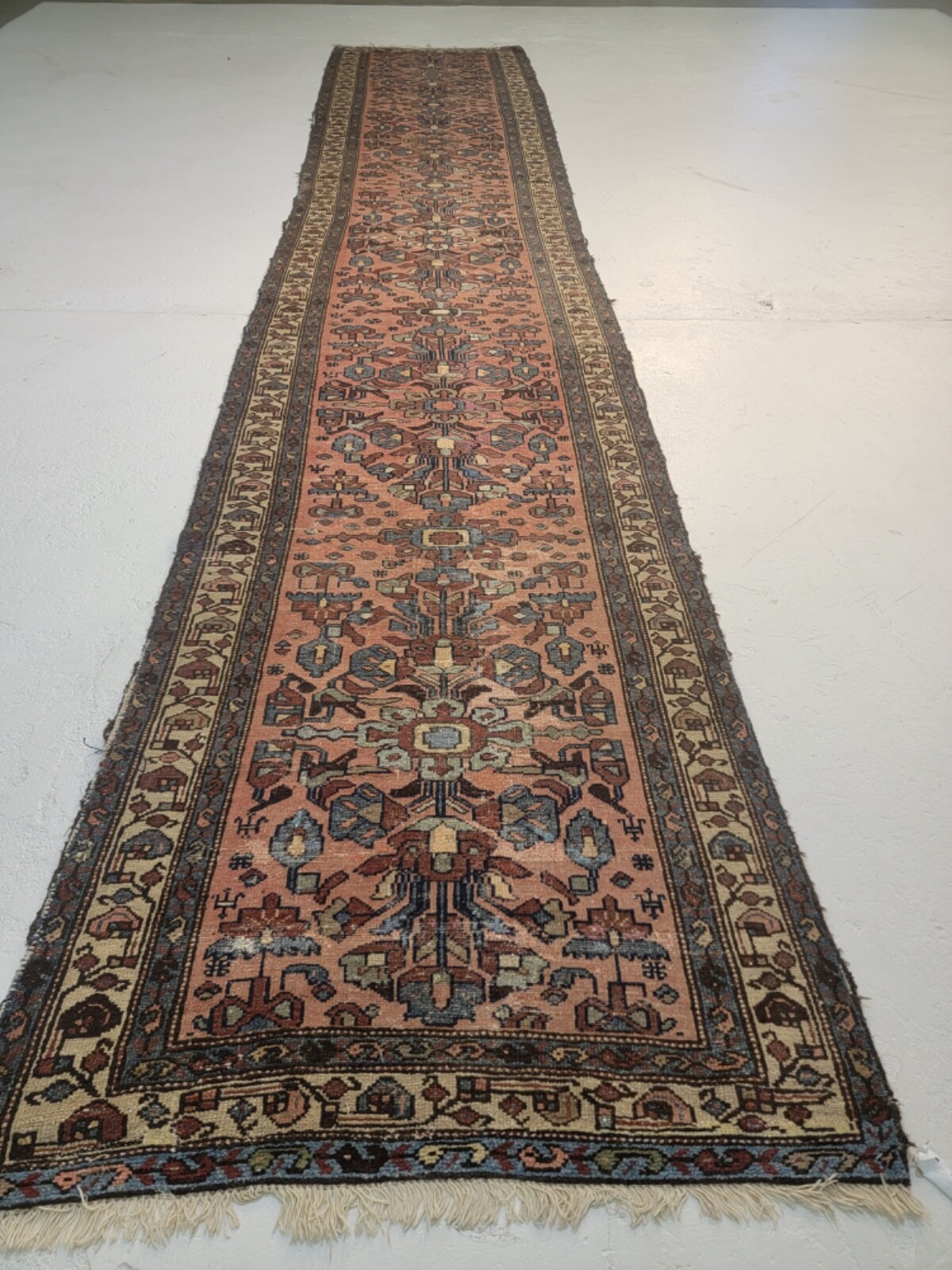 Antique Oriental Hand-Knotted Wool Runner Collectible Malayer Rust 2'10" x 16'3" gallery