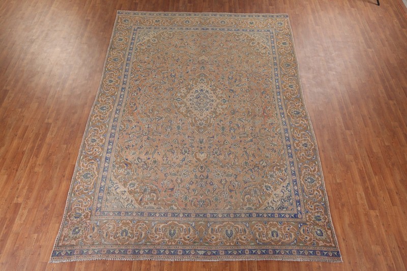 Traditional Orange Area Rug 9x12 Hand-knotted Wool Vintage Floral Carpet gallery