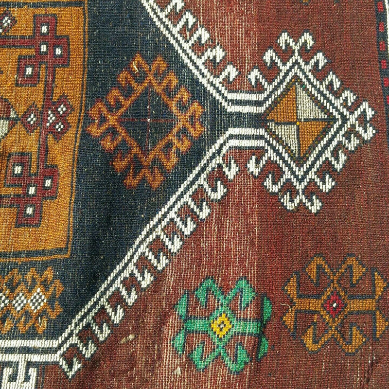 Masterpiece Cr1920-1940s Antique Kurdish Tribal Tent-Woven Runner Rug 3'4"×9'9" gallery