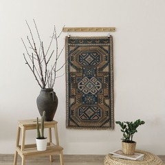 Vintage Turkish Small Rug Handmade Wool Door Mat Tribal Geometric 2×4 ft