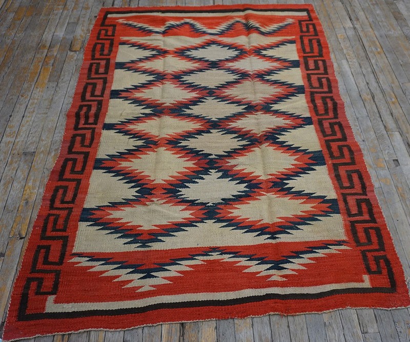 4'x6' Bold Tribal Geometric Flatweave Antique Native American Navajo Rug gallery