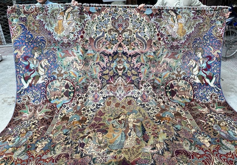 300 X 350 COLLECTORS’ ITEM Vintage Laila Majnun With Shigargah Kashmar Area Rug gallery