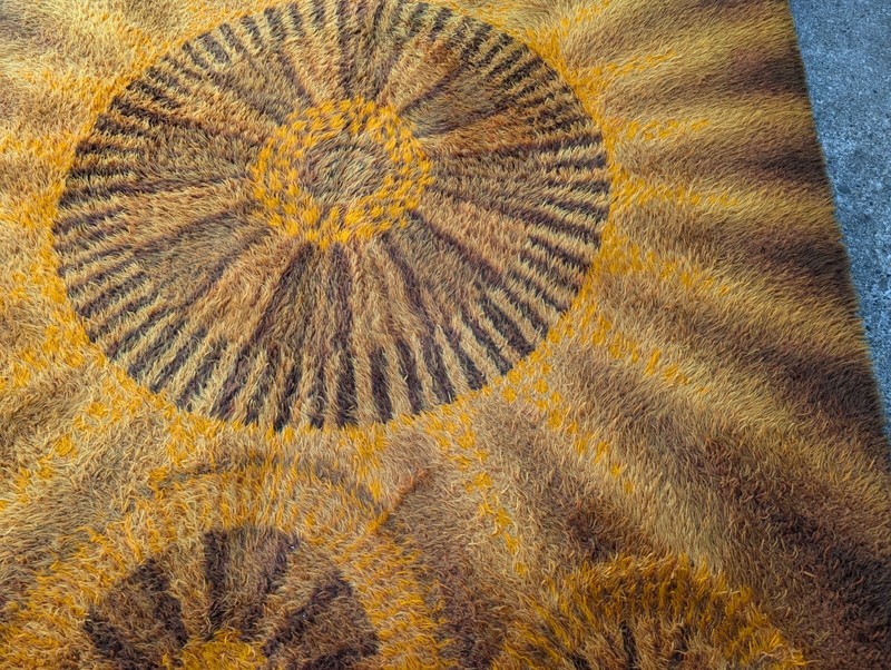 Space Age Design 60s 70s Shag Rug Carpet, Mid Century Op Art, 200 x 290 gallery