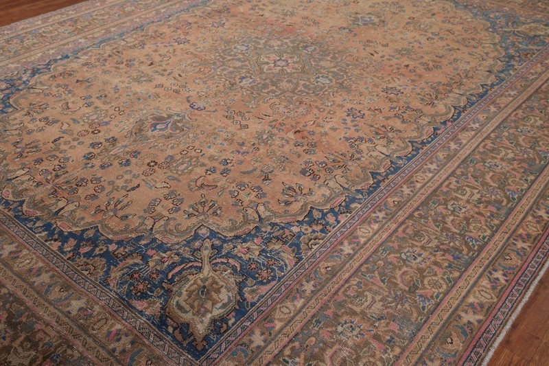 Vintage Rust Muted Wool Traditional Mashaad Hand-knotted Living Room Rug 10x13 gallery