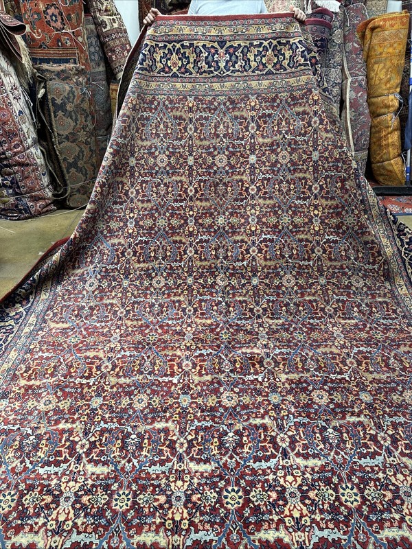 Auth: Antique Rug Mystical Art Wool Collectible UNQUE Red 9x12 NR gallery