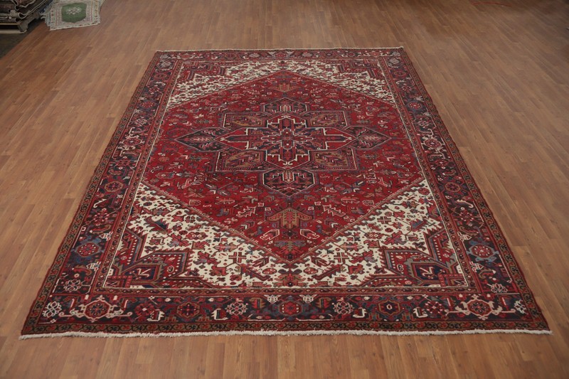 Red Traditional Style Geometric Wool Hand-knotted Vintage Area Rug 9x11 ft gallery