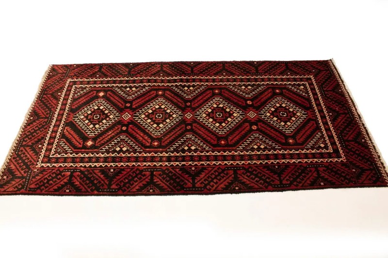 Handmade Oriental Rug Red Tribal Geometric Style Kitchen Decor Carpet 3'3X6'5 ft gallery