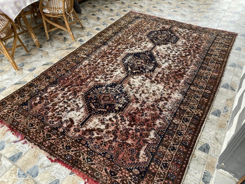 1950s Vintage Turkish Geometric Rug Large Handmade Wool Farmhouse Antique 6x10ft gallery