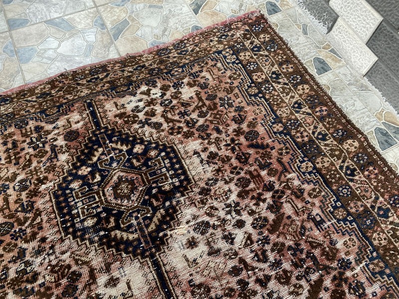 1950s Vintage Turkish Geometric Rug Large Handmade Wool Farmhouse Antique 6x10ft gallery