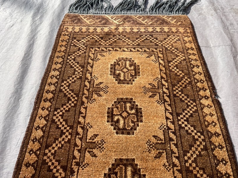 Terracotta Antique Afghan Runner Rug 2x5 Hand Knotted Turkmen Muted Wool Carpet gallery