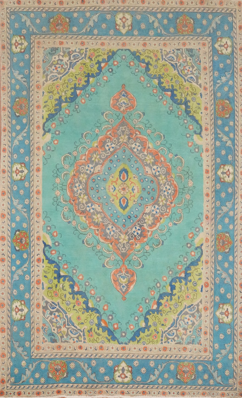 Turquoise Blue Traditional Area Rug 6x10 ft Hand-knotted Wool for Living Room gallery