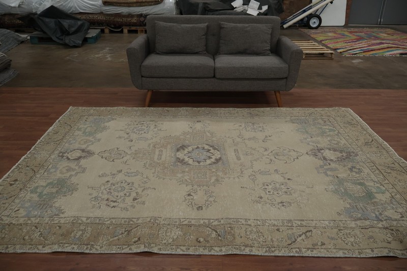 Timeless Beauty Handcrafted Area Rug 7x9 Beige Wool Handmade Room Size Carpet gallery
